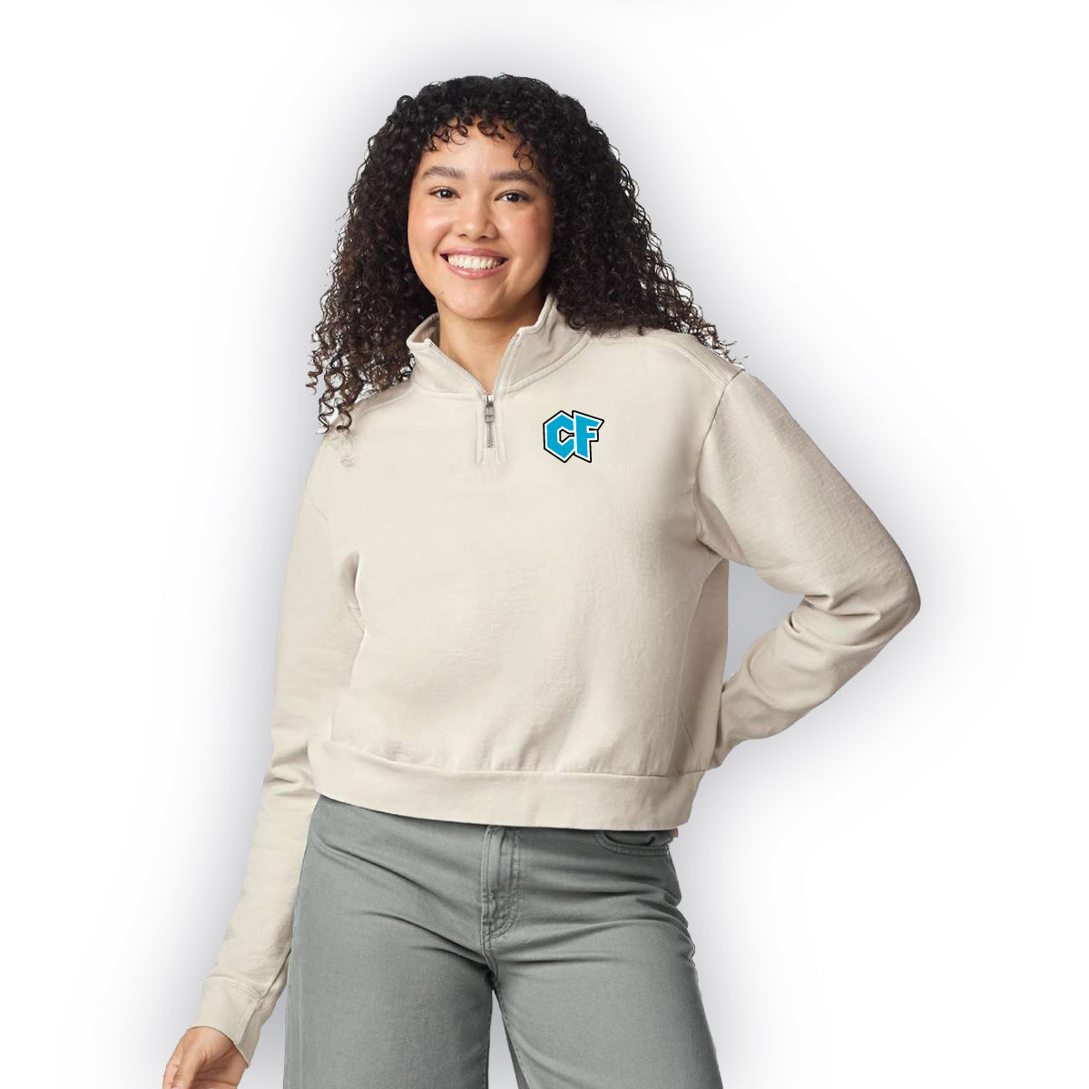 Left Chest Logo Ladies 1/4 Zip Sweatshirt