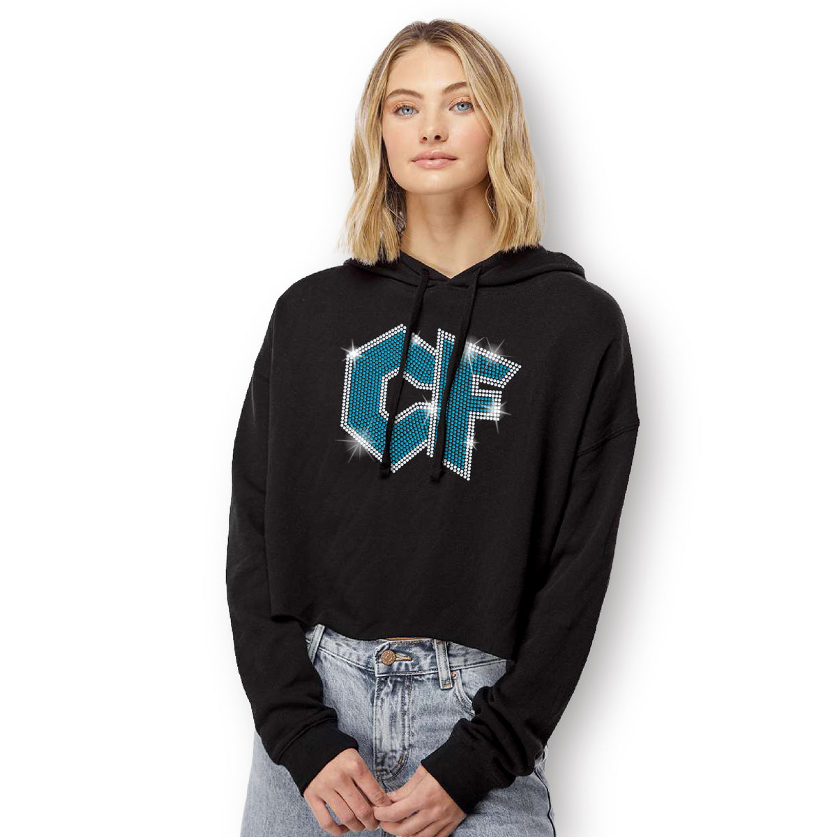 Rhinestone Logo Cropped Hoody