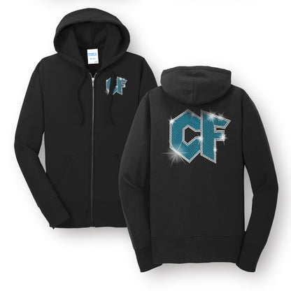 Rhinestone Logo Zip Up Hoodie
